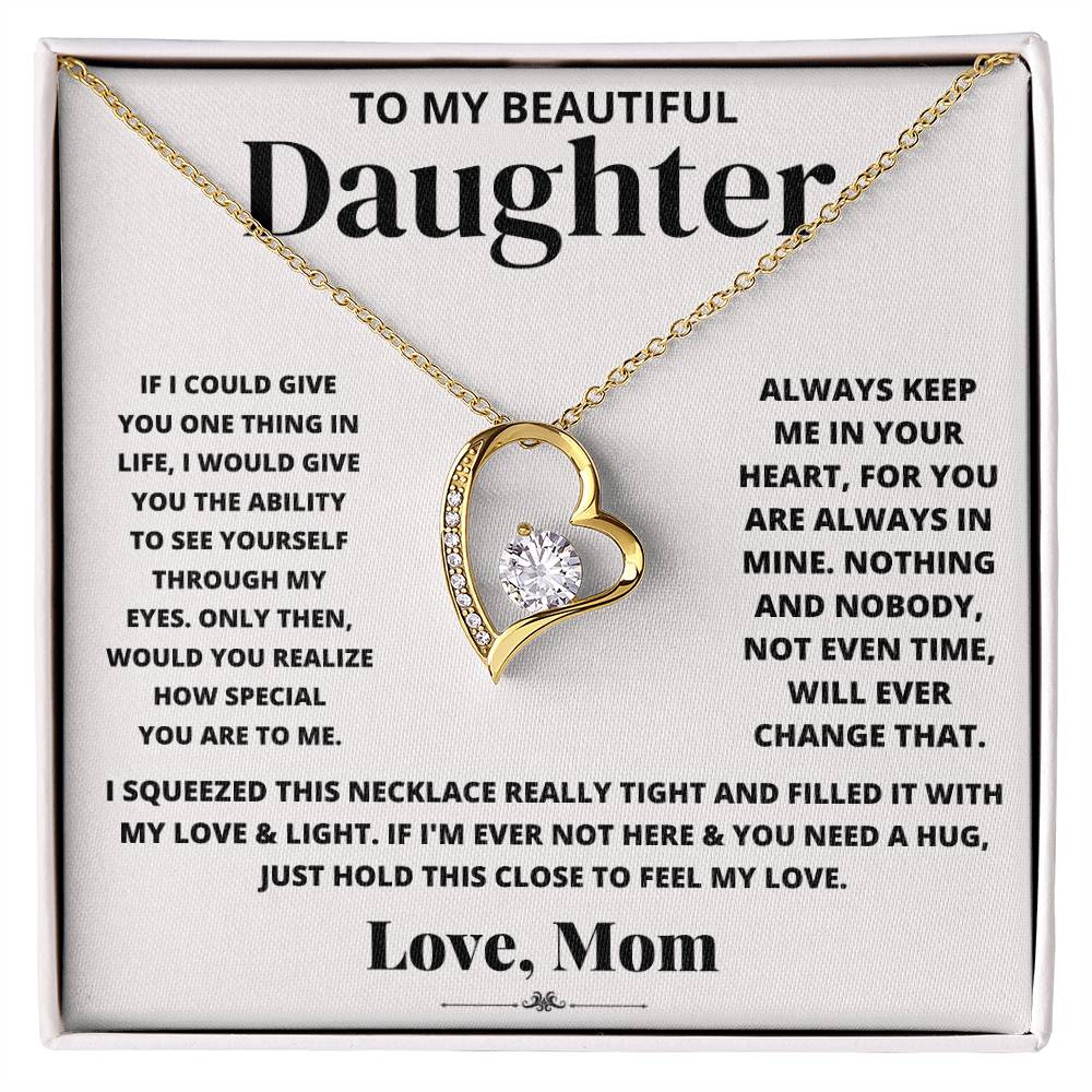 To My Beautiful Daughter Love Mom - Forever Love Necklace