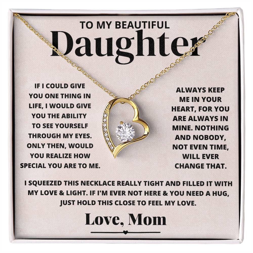 To My Beautiful Daughter Love Mom - Forever Love Necklace