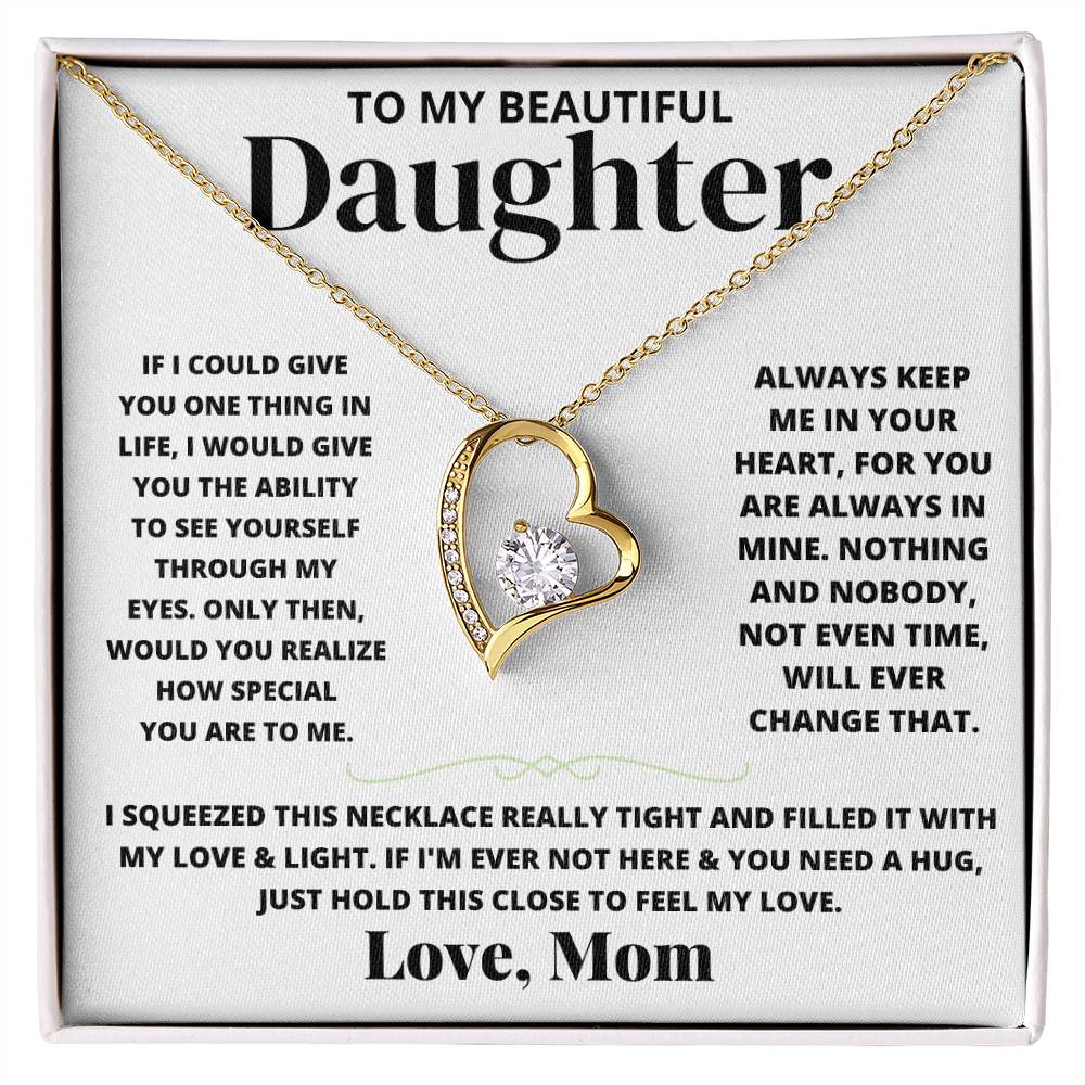 To My Beautiful Daughter Love Mom - Forever Love Necklace