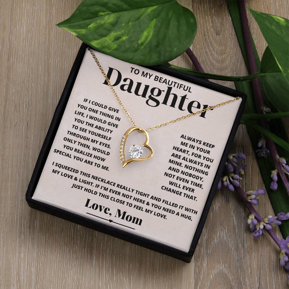 To My Beautiful Daughter Love Mom - Forever Love Necklace