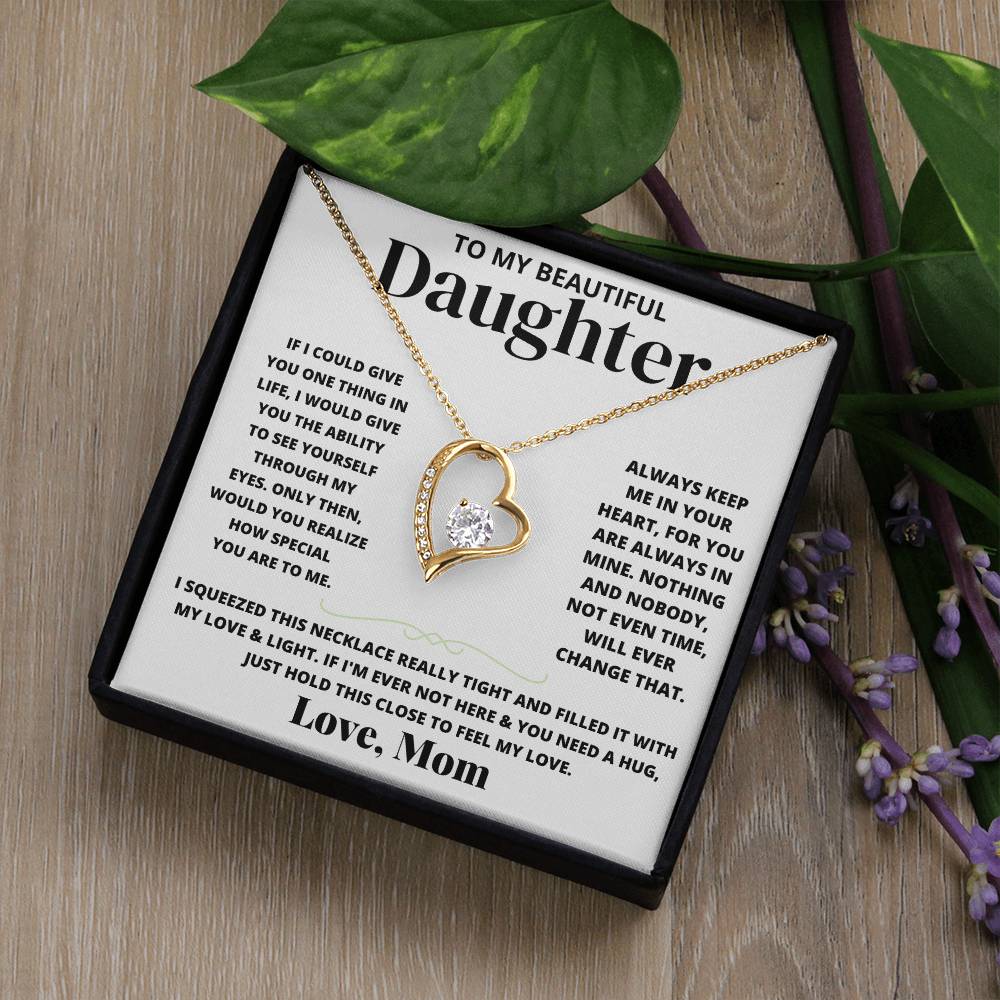 To My Beautiful Daughter Love Mom - Forever Love Necklace