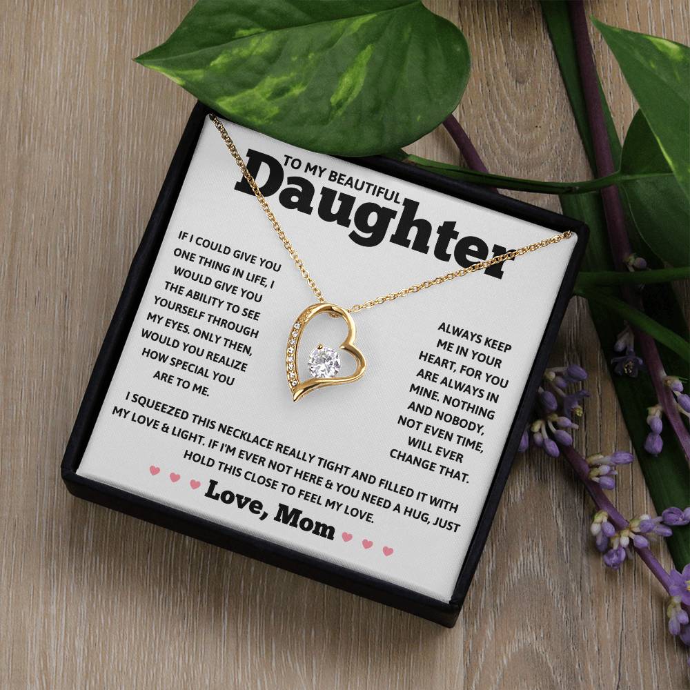 To My Beautiful Daughter Love Mom - Forever Love Necklace