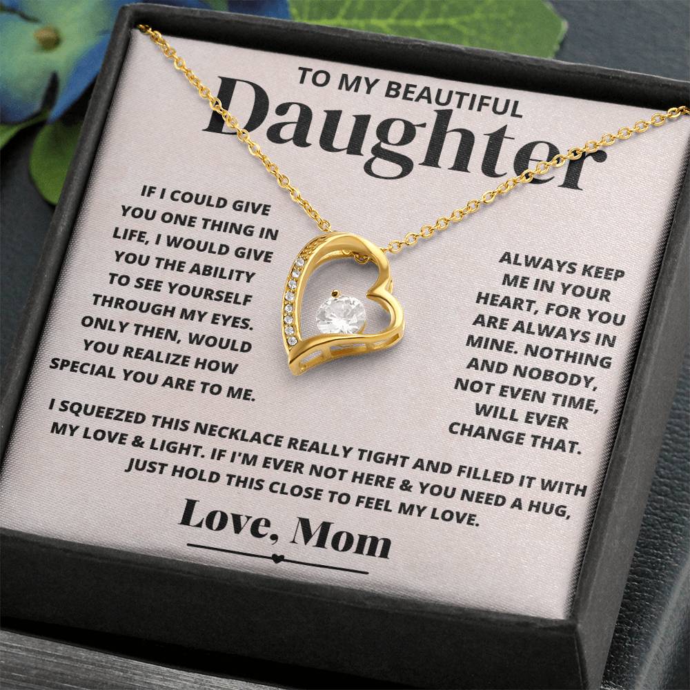 To My Beautiful Daughter Love Mom - Forever Love Necklace