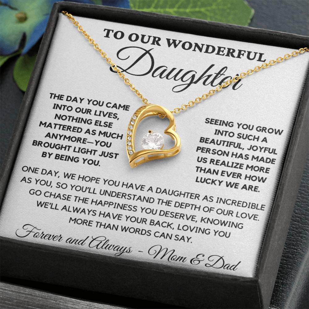 To Our Wonderful Daughter - Heart Pendant Necklace from Mom and Dad