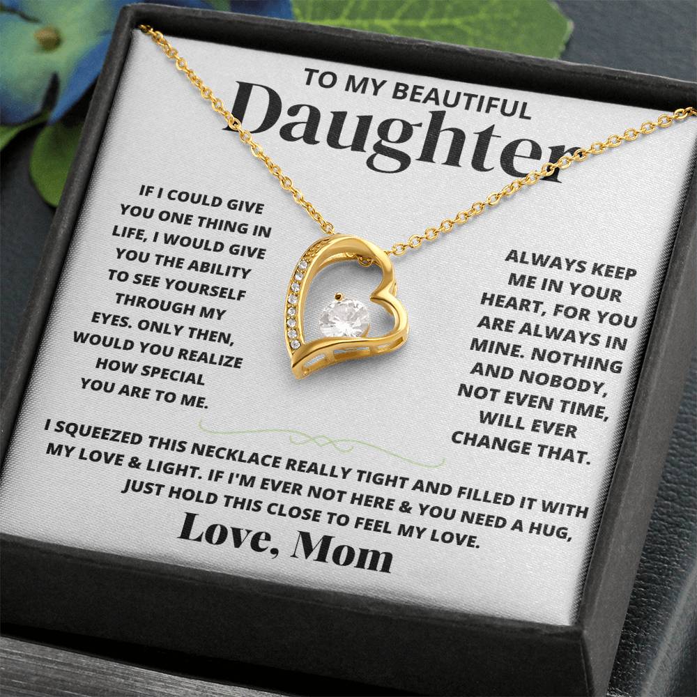 To My Beautiful Daughter Love Mom - Forever Love Necklace