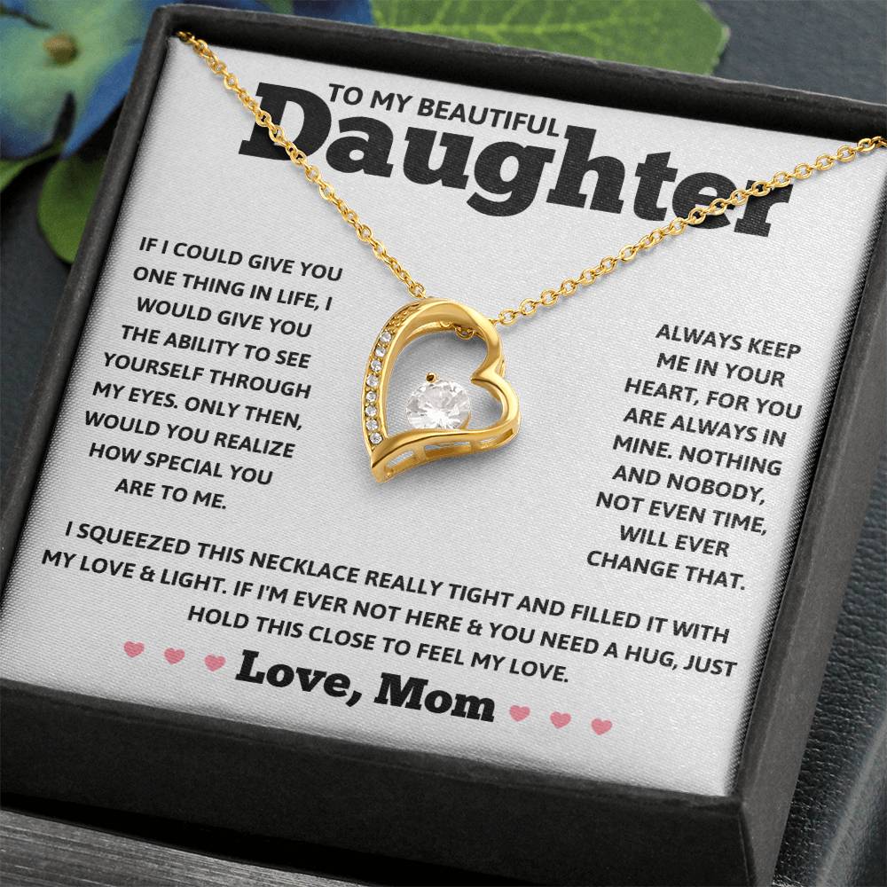 To My Beautiful Daughter Love Mom - Forever Love Necklace