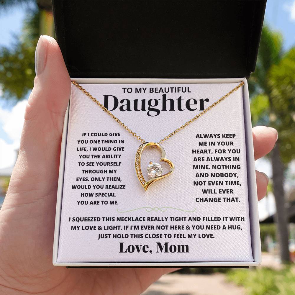 To My Beautiful Daughter Love Mom - Forever Love Necklace