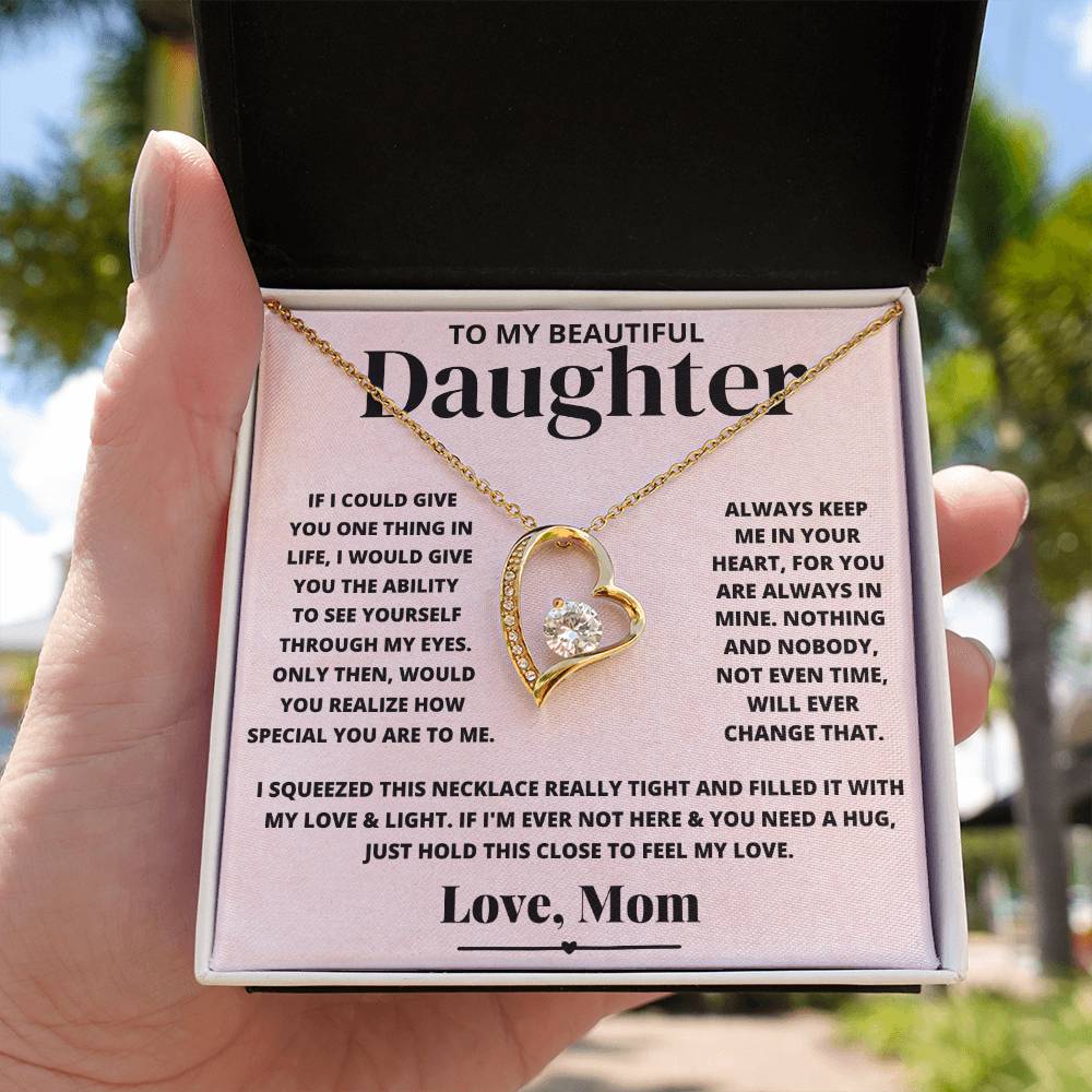 To My Beautiful Daughter Love Mom - Forever Love Necklace