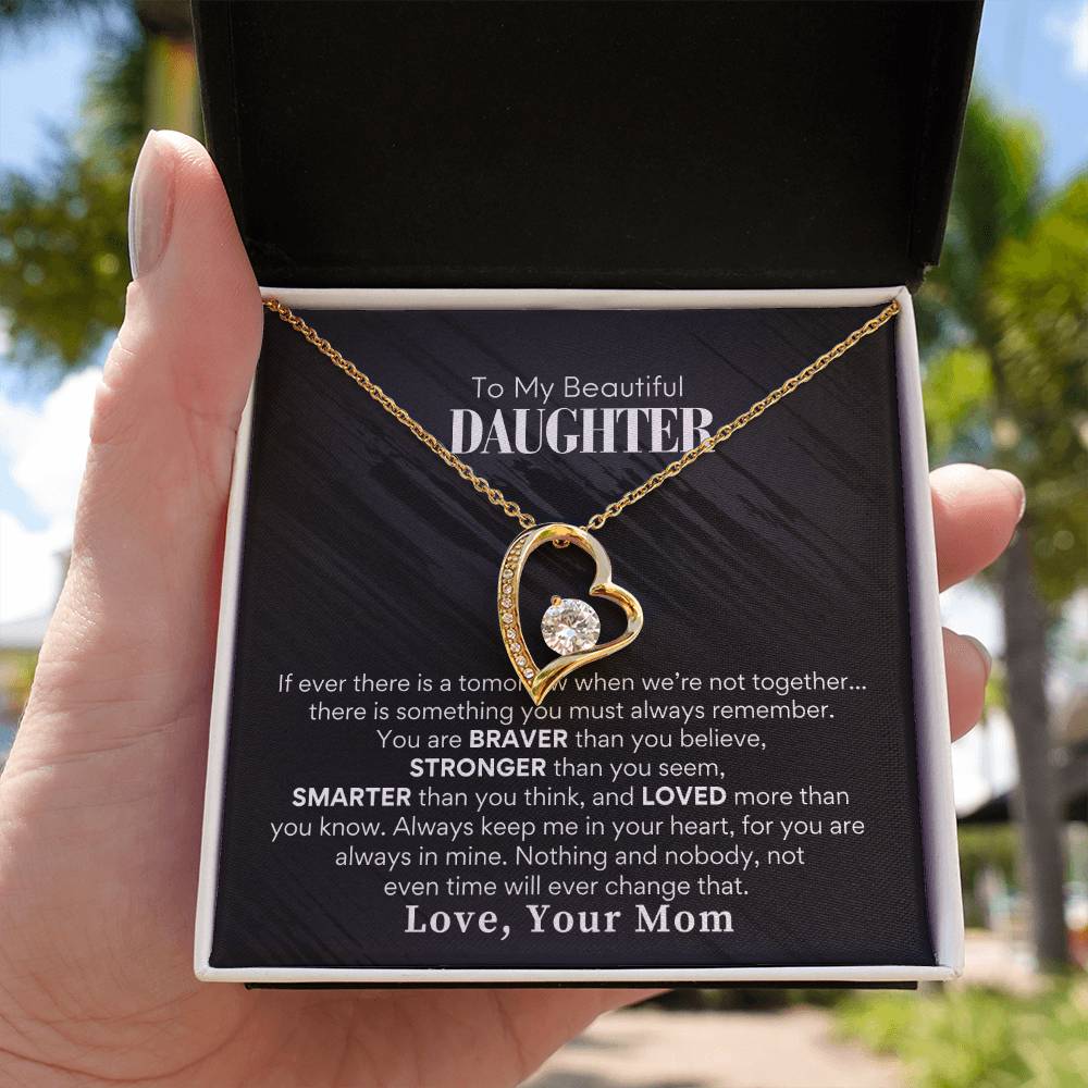 To Beautiful Daughter Love Mom - Forever Love Necklace