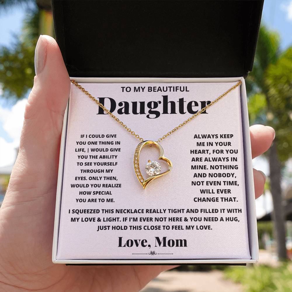 To My Beautiful Daughter Love Mom - Forever Love Necklace