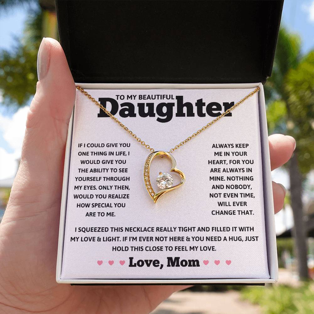 To My Beautiful Daughter Love Mom - Forever Love Necklace