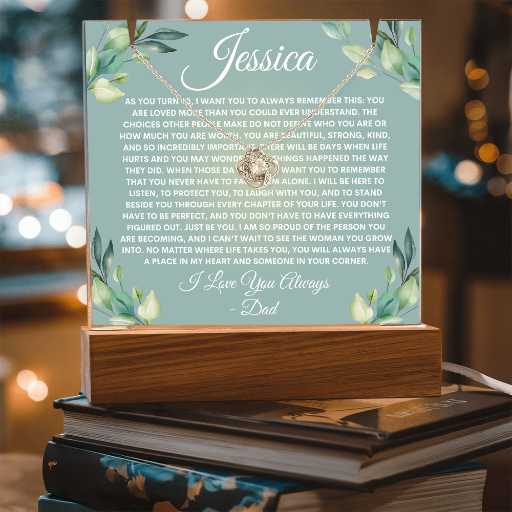 Custom Daughter Necklace and Light Up Plaque Keepsake Bundle