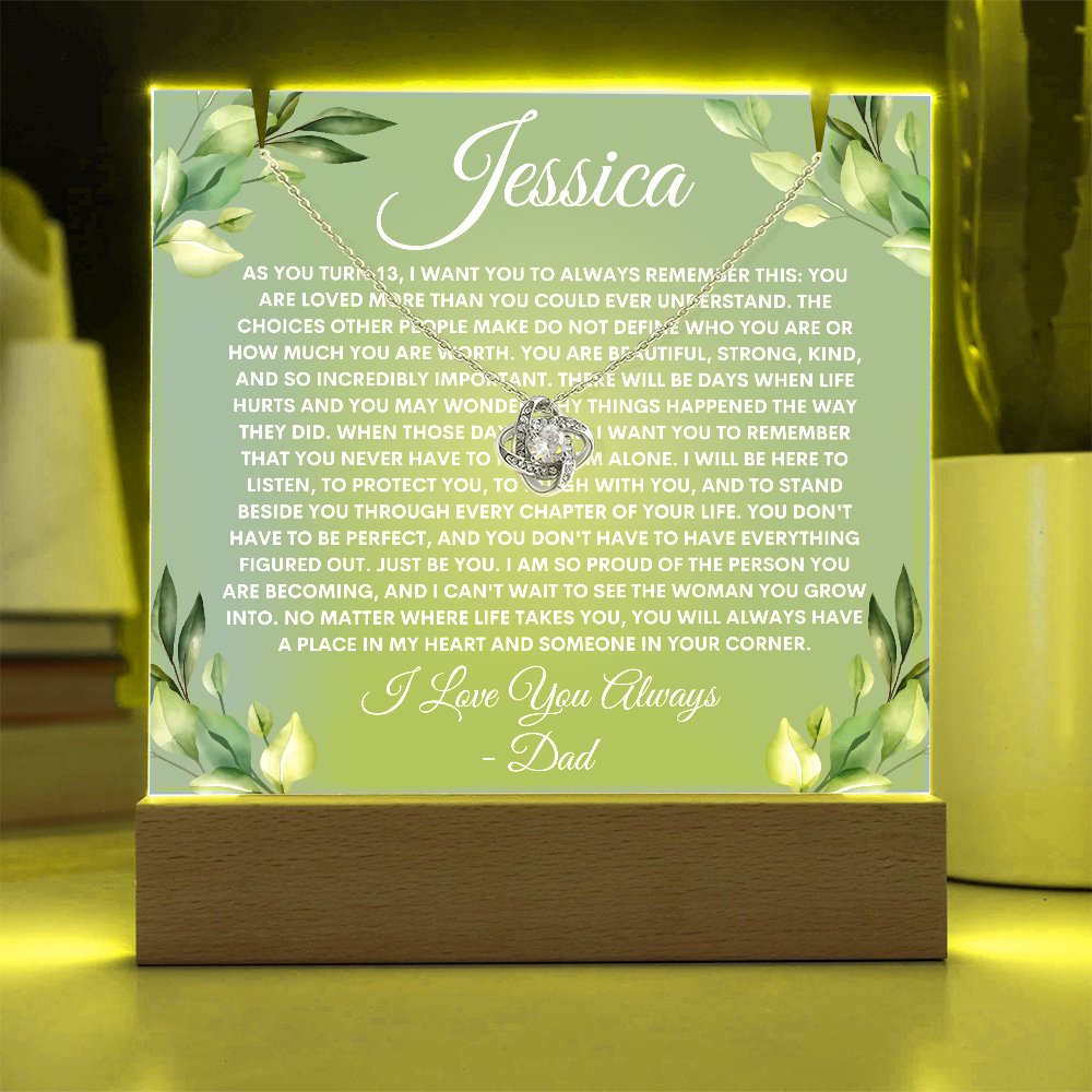 Custom Daughter Necklace and Light Up Plaque Keepsake Bundle