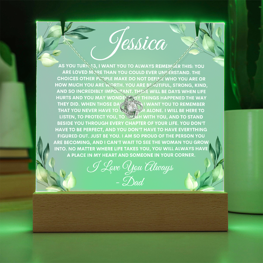 Custom Daughter Necklace and Light Up Plaque Keepsake Bundle