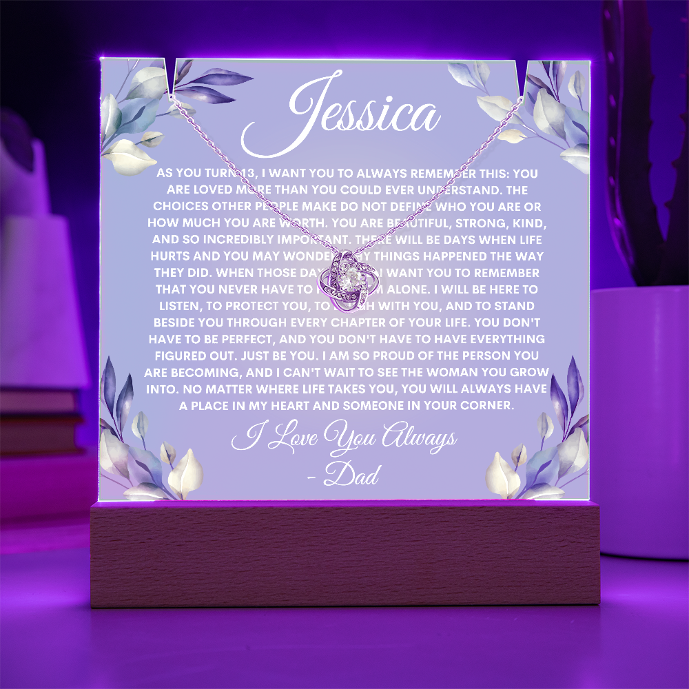 Custom Daughter Necklace and Light Up Plaque Keepsake Bundle