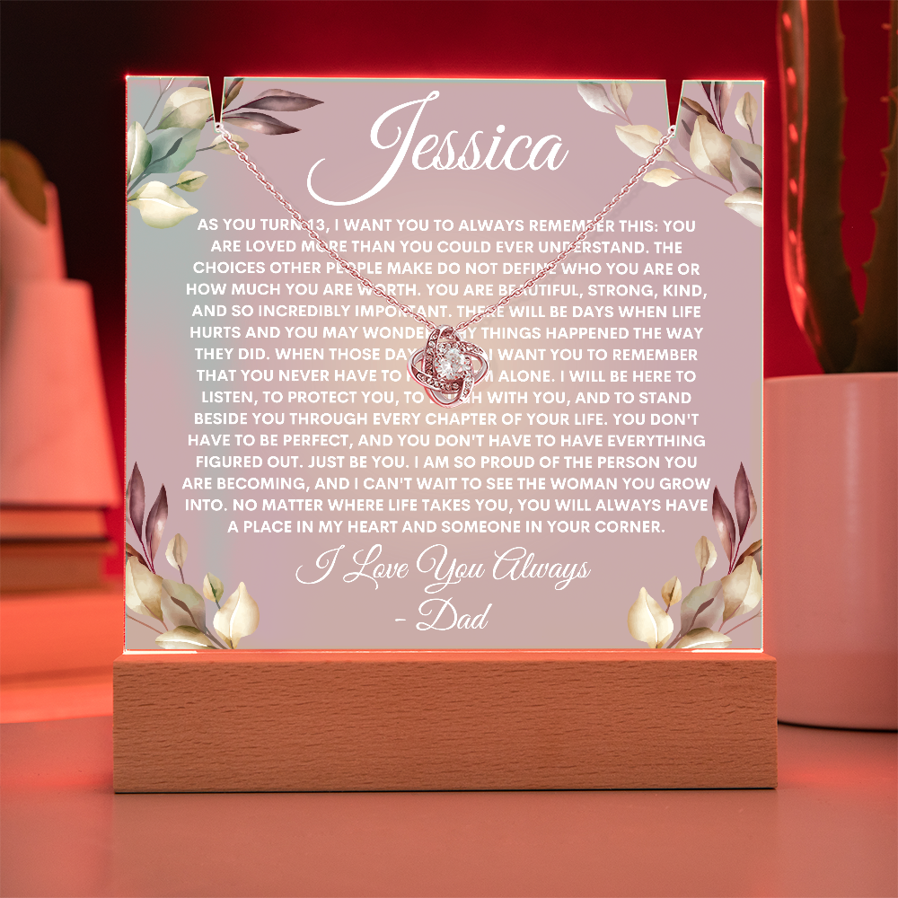 Custom Daughter Necklace and Light Up Plaque Keepsake Bundle