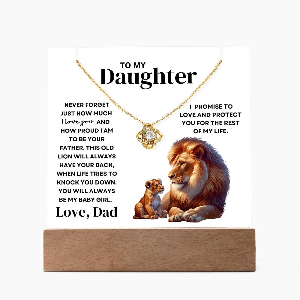 To My Daughter Old Lion Protect Love Dad - LED Acrylic Plaque Love Knot Necklace Holder Bundle