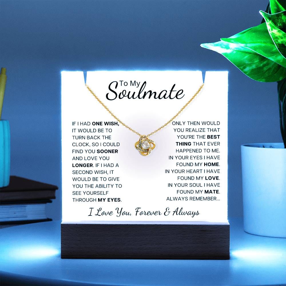 To My Soulmate Blush Glow - Acrylic Plaque and Love Knot Necklace Bundle