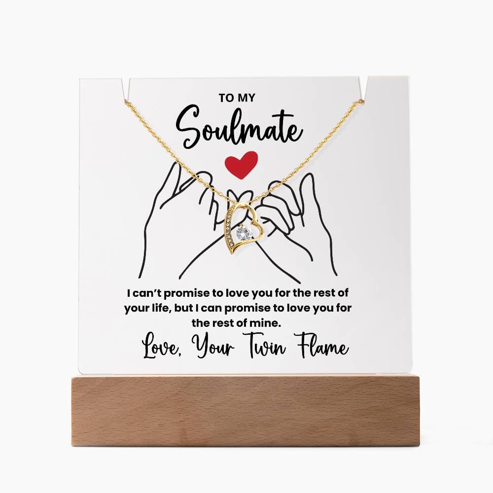 To My Soulmate Love Your Twin Flame Pinky Swear - LED Acrylic Necklace Holder + Forever Love Necklace Bundle