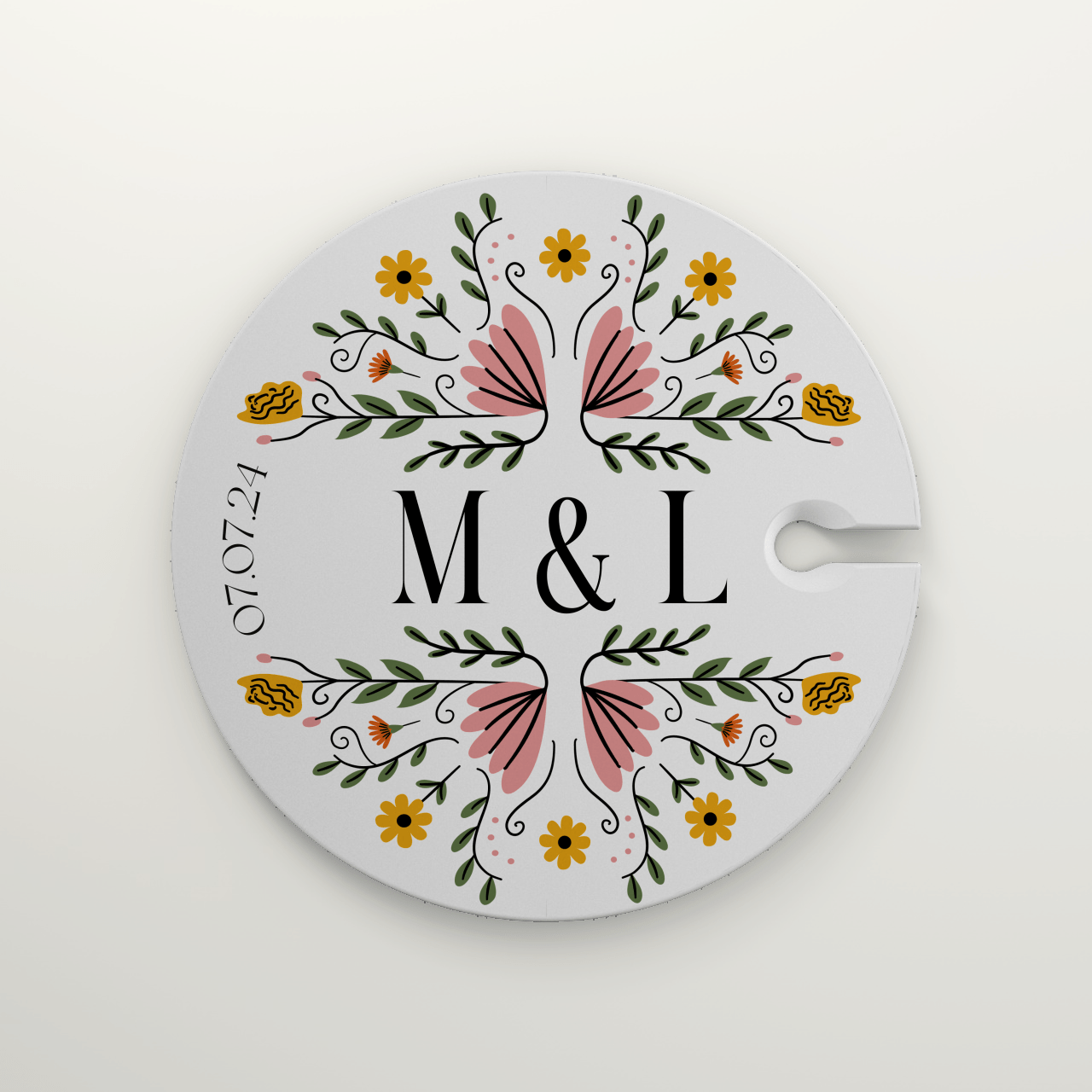 Custom Wedding Cocktail Hour Appetizer Wine Glass Holder Food Plate, Personalized Wedding Date Couple's Initials, Unique Anniversary Gift Wedding Day