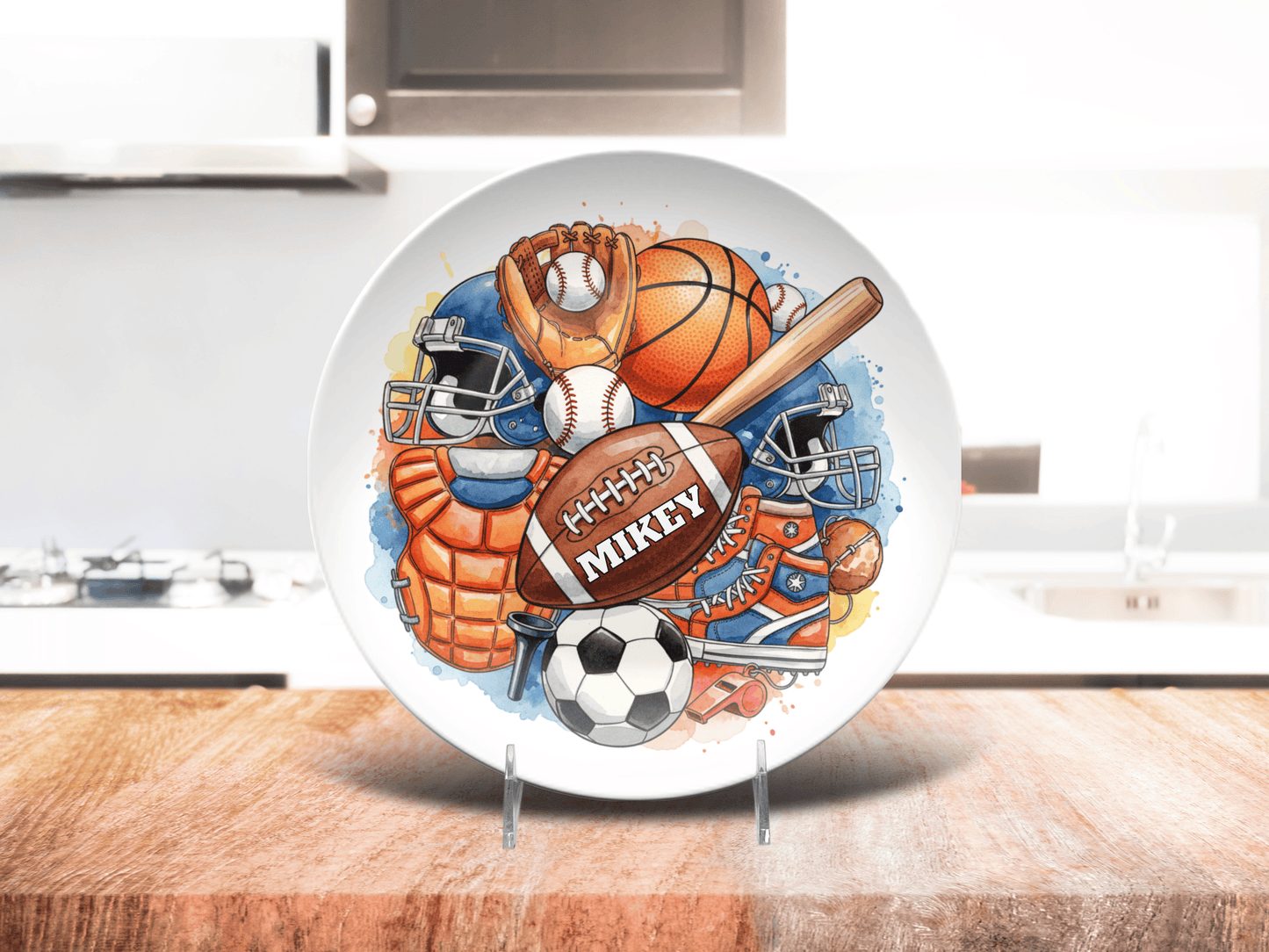 Personalized Sports Plate - Unbreakable Toddler Cake Smash Plate 10" | Custom Birthday Dish