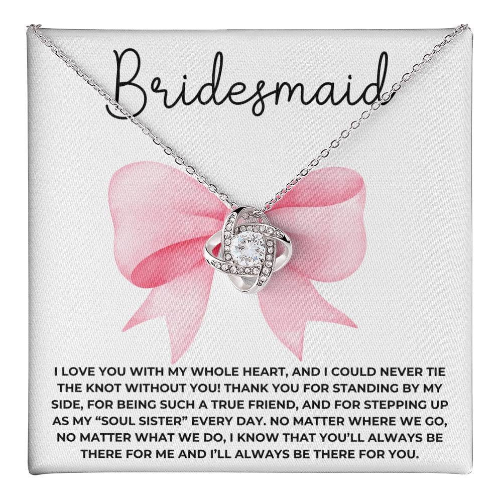 Coquette Bridesmaid Proposal Gift Love Knot Necklace - Bridal Party Gift Cute Pink Bow