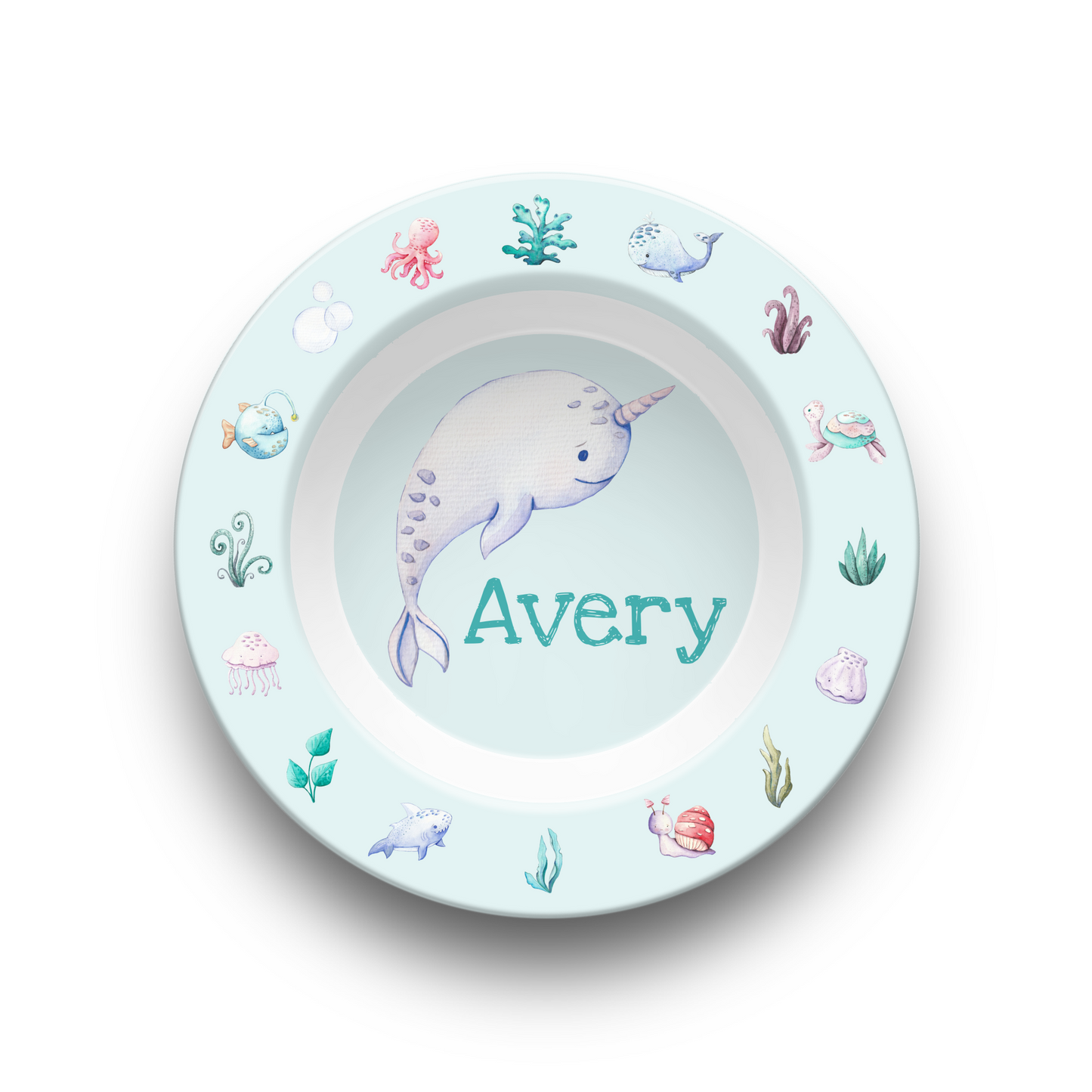 Custom Kids Narwhal Ocean Creatures Dinnerware Set - Unbreakable & BPA-Free