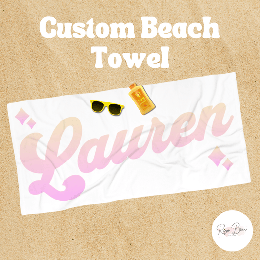 Custom Name Beach Towel - Bachelorette Pool Party Family Vacation Gift