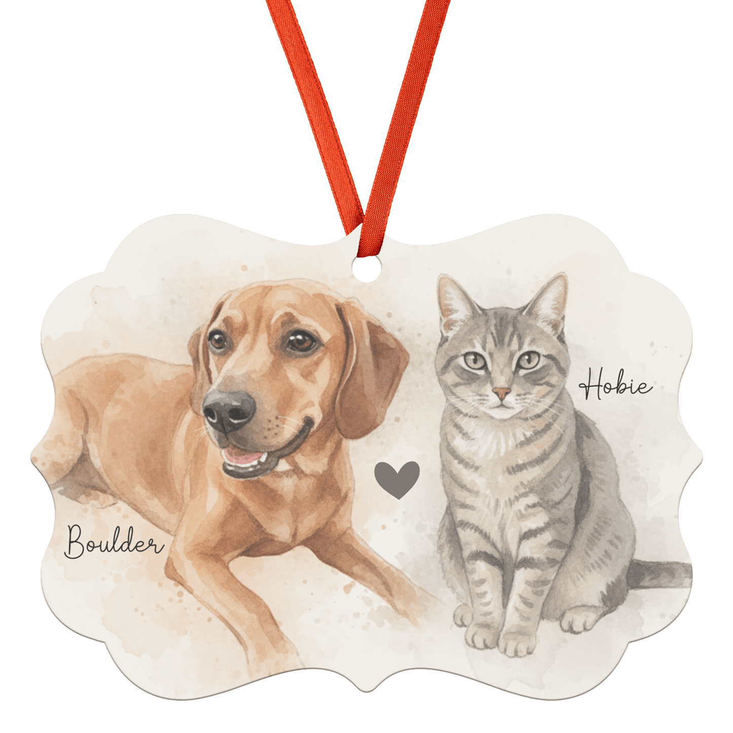 Custom Pet Memorial Ornament - Watercolor Pet Portrait Keepsake | Rainbow Bridge Tribute