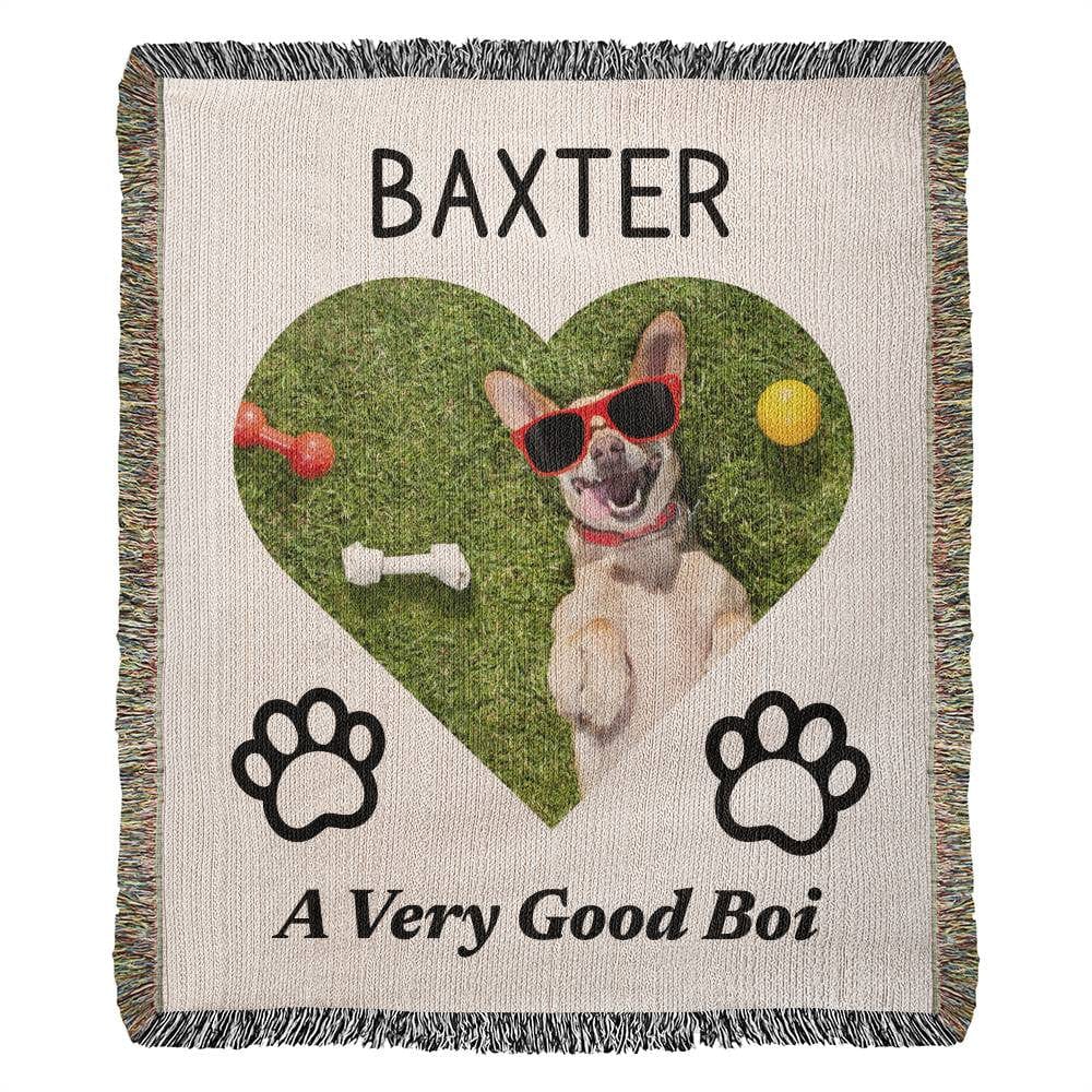 Custom Pet Photo Dog Mom Woven Blanket