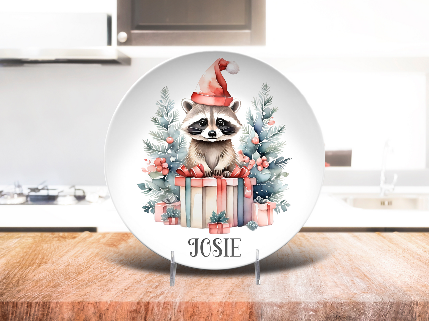 Christmas Animal Plates Cute - Unbreakable DecoPlate Dinnerware Set of 6 Xmas Dishes (10")