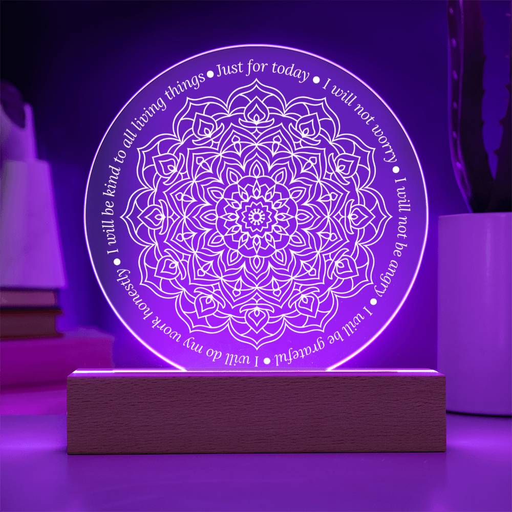 Reiki LED Plaque – Acrylic Light Plaque With Engraved Reiki Principles Sign