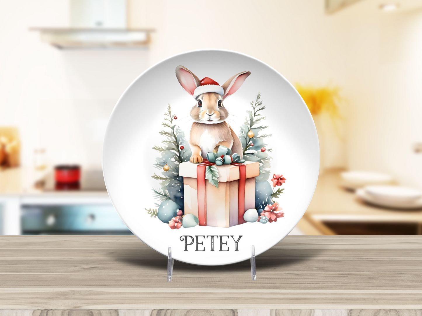 Christmas Animal Plates Cute - Unbreakable DecoPlate Dinnerware Set of 6 Xmas Dishes (10")