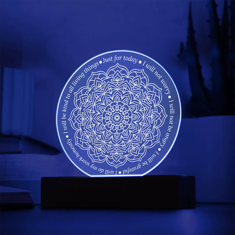 Reiki LED Plaque – Acrylic Light Plaque With Engraved Reiki Principles Sign