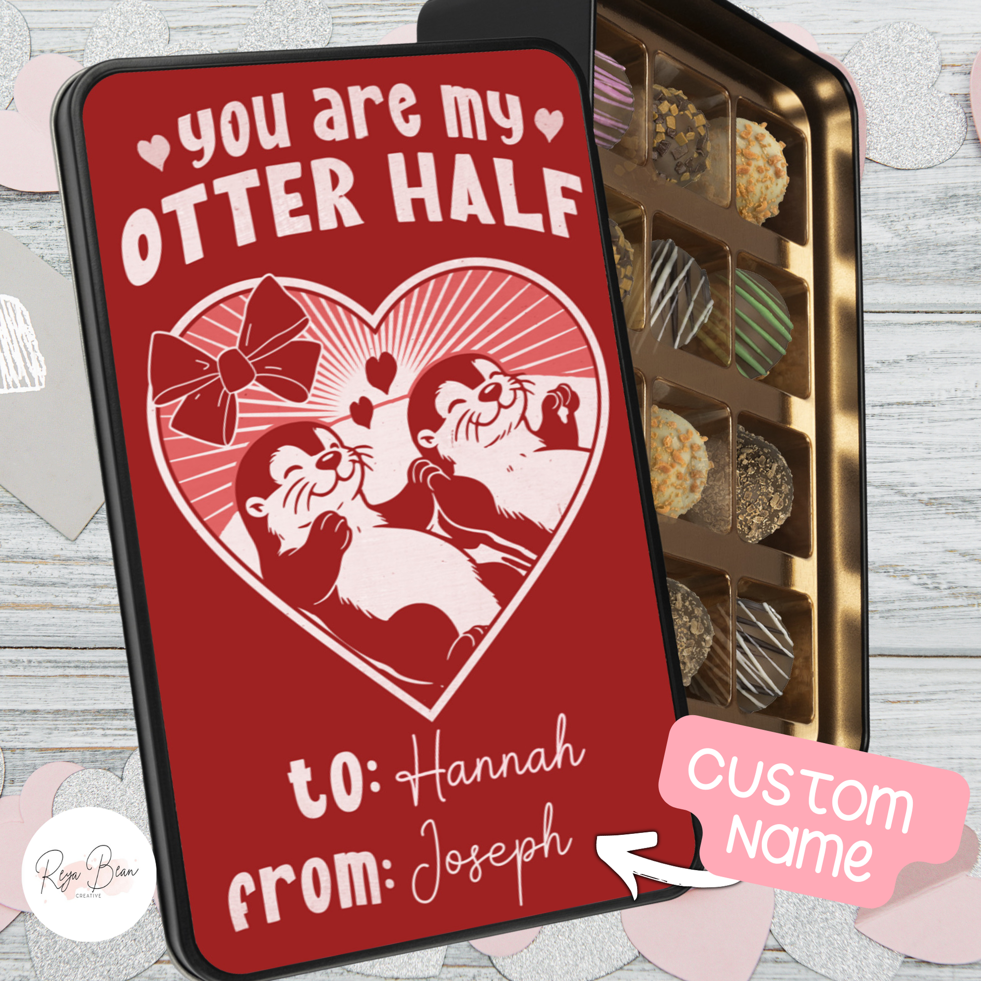 Custom You're My Otter Half Chocolate Tin - 12 Handmade Chocolate Truffles