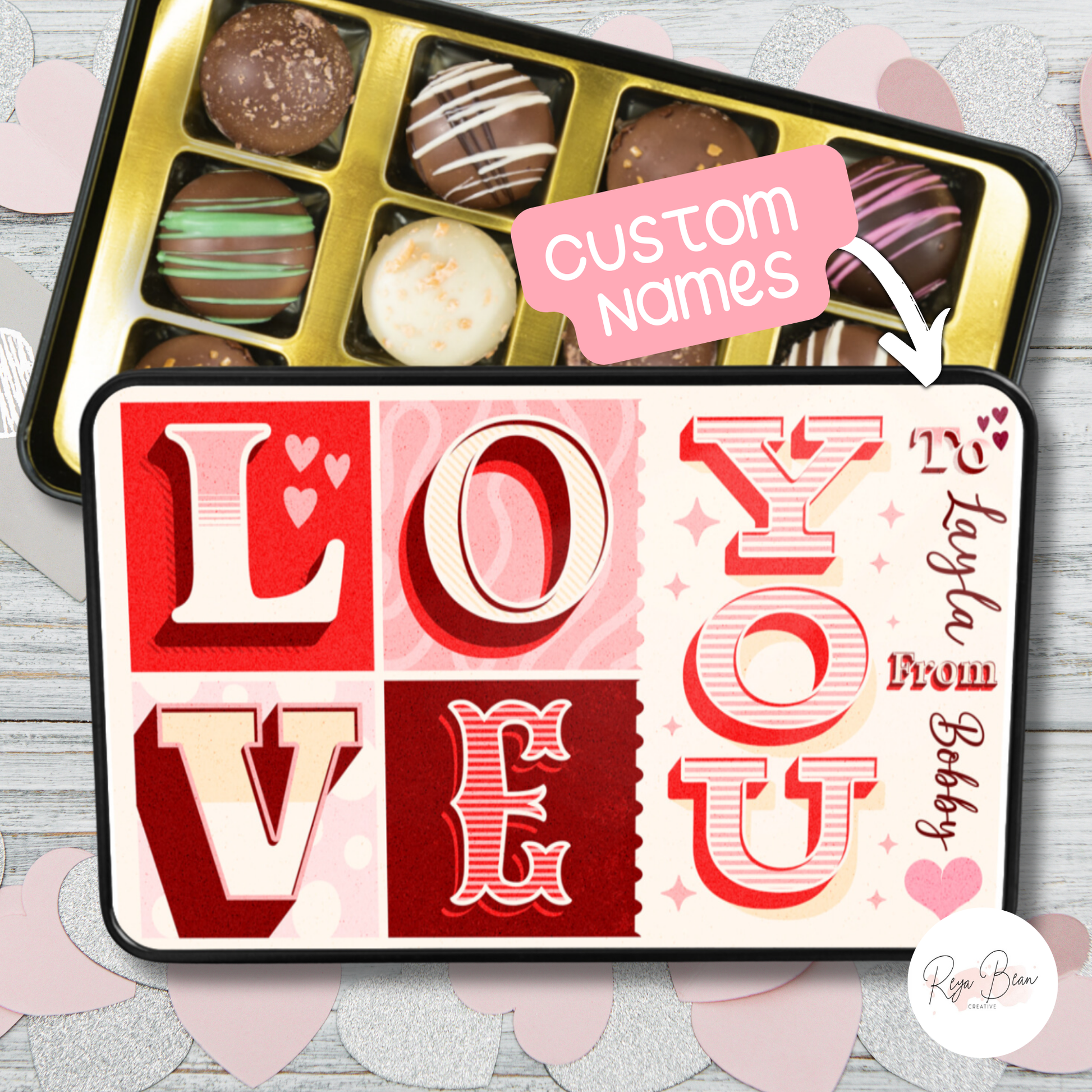 Custom Valentine's Day Love Tin - 12 Handmade Chocolate Truffles