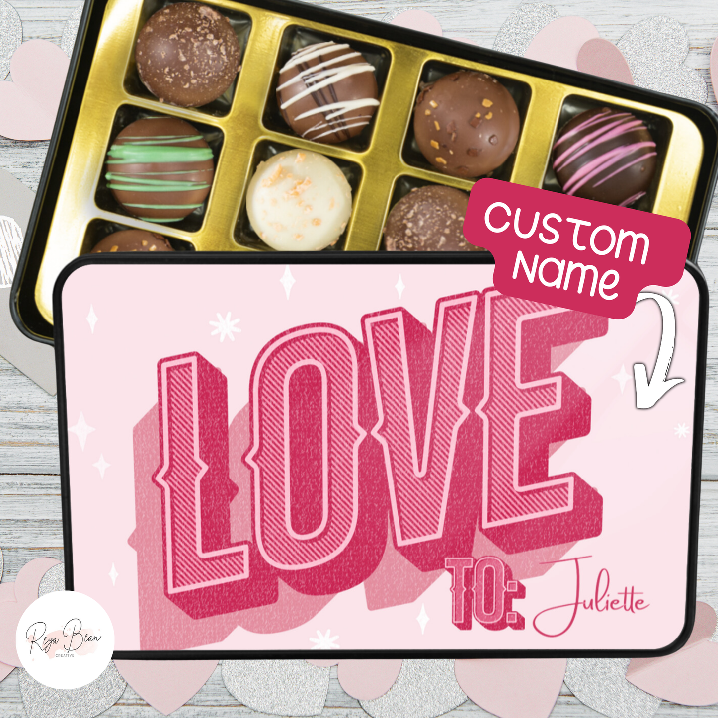 Custom LOVE Valentine's Day Tin - 12 Handmade Chocolate Truffles