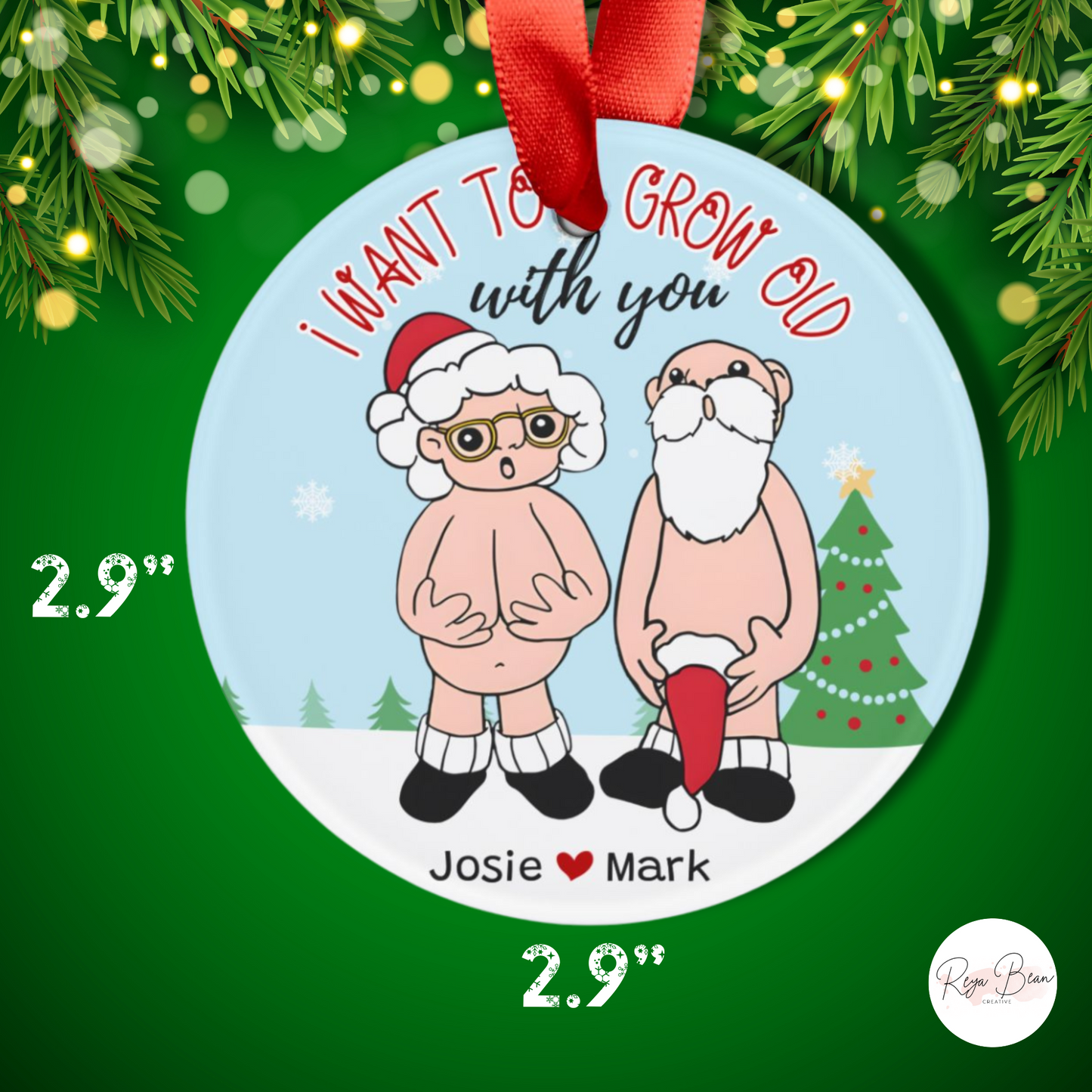 Custom Santa & Mrs. Claus Grow Old With You - Funny Couple's Christmas Ornament