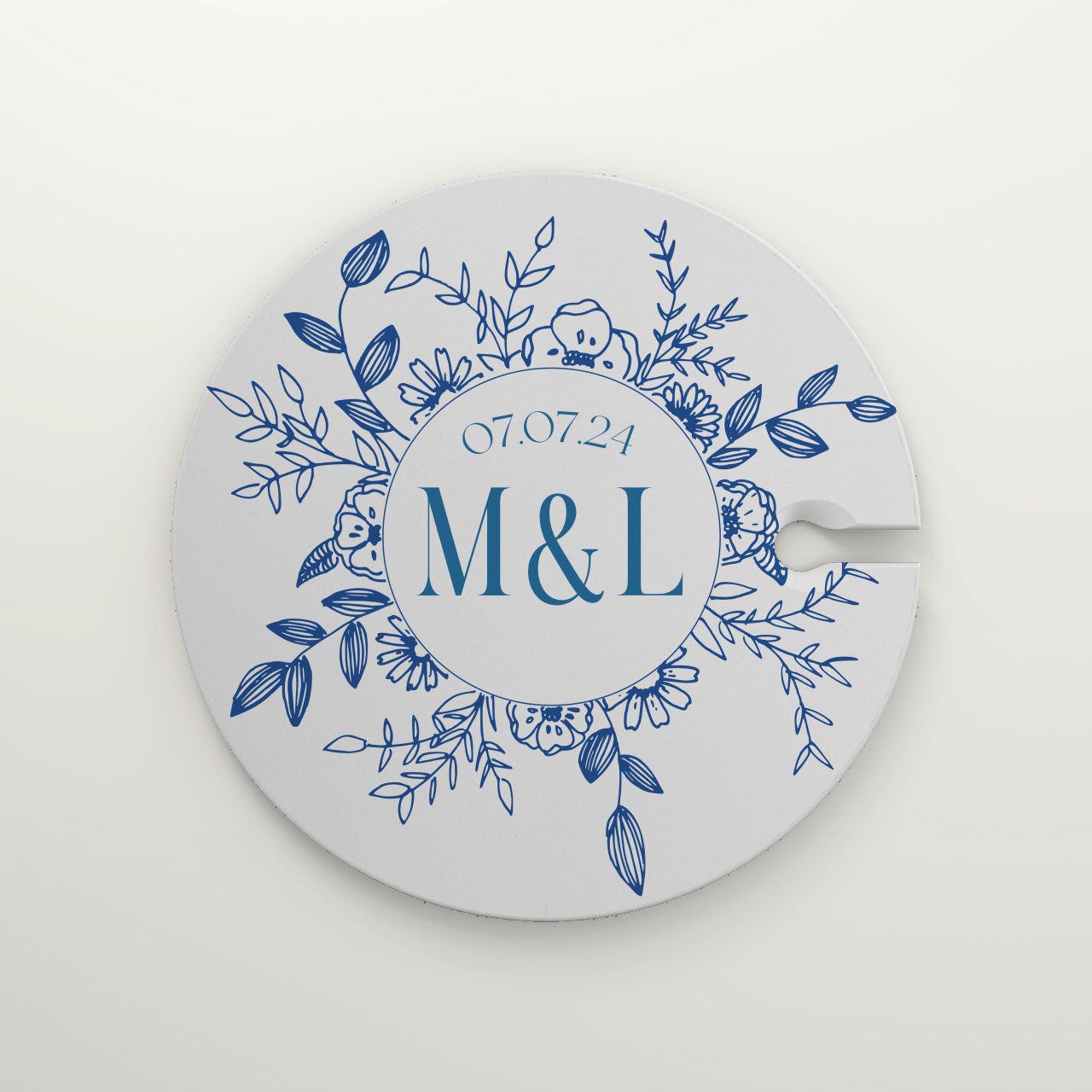 Wedding Cocktail Plate Custom Appetizer Wine Glass Holder One Hand Plate, Personalized Wedding Date Couple's Initials, Anniversary Gift Couple