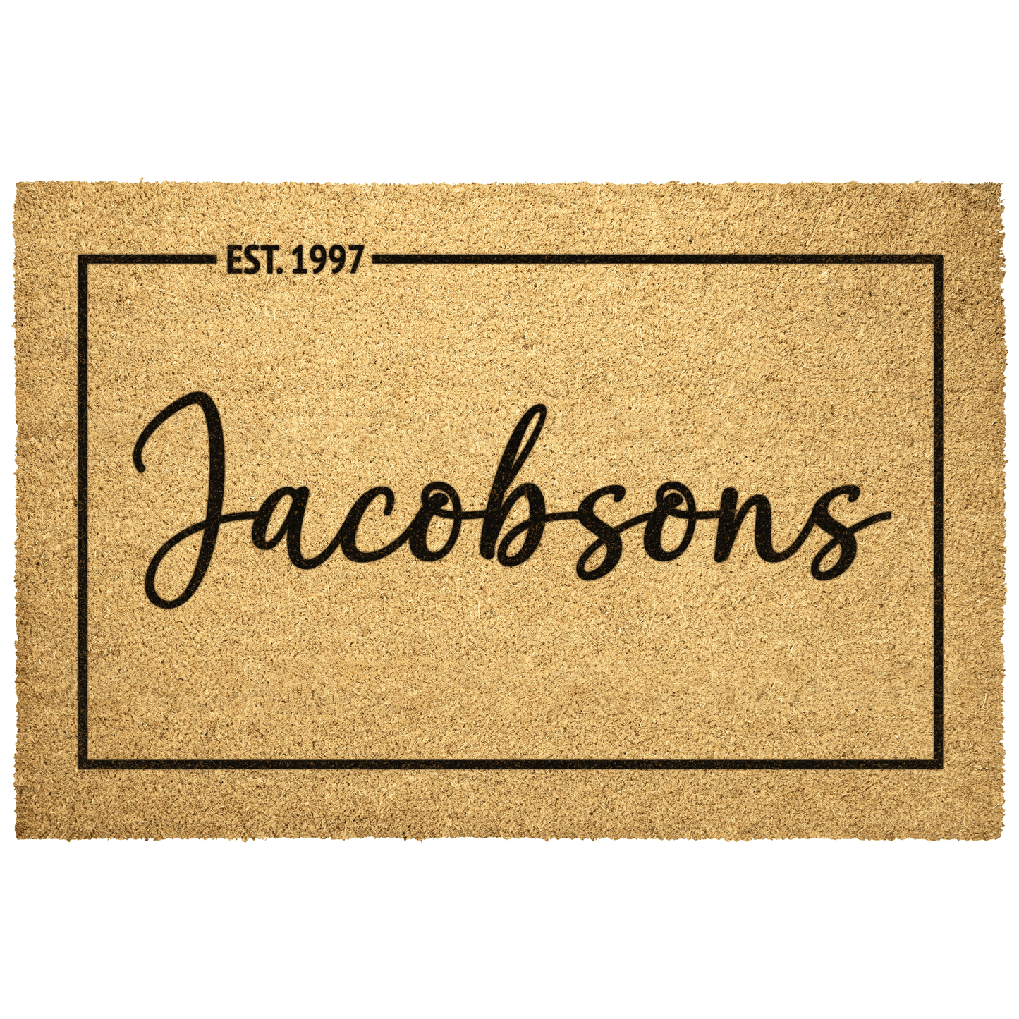 Custom Housewarming Wedding Home Decor Gift, Personalized Outdoor Mat, Front Porch Doormat, Classic Minimalist Family Last Name Established Year