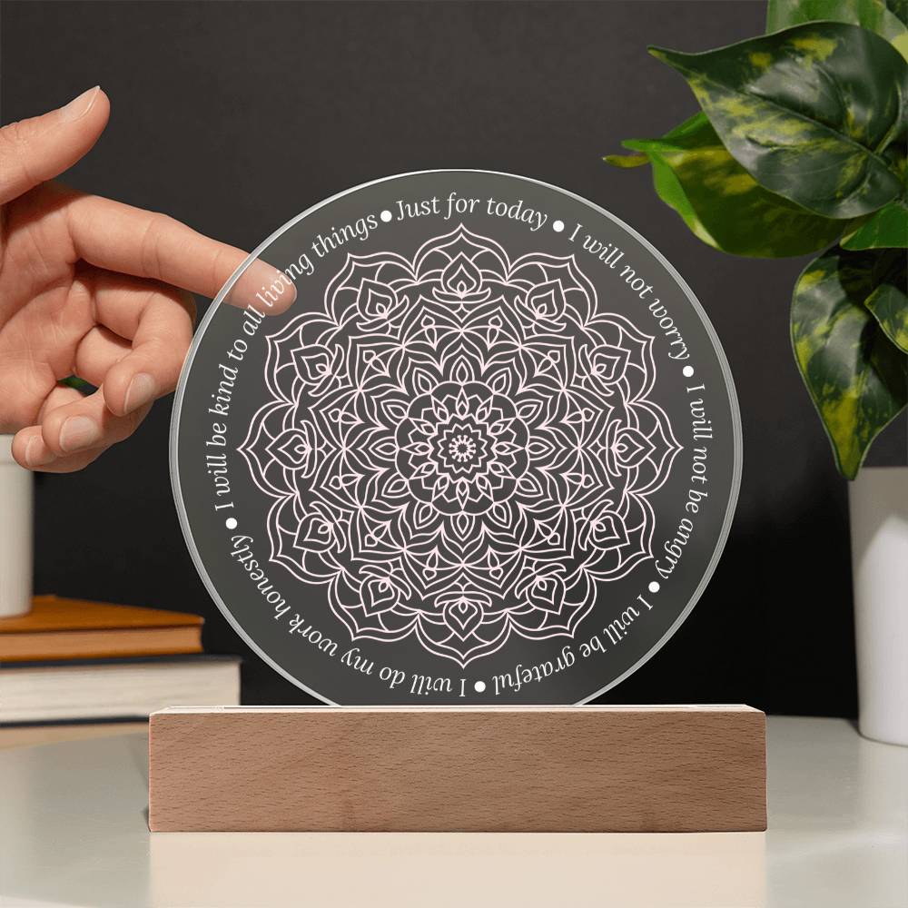 Reiki LED Plaque – Acrylic Light Plaque With Engraved Reiki Principles Sign