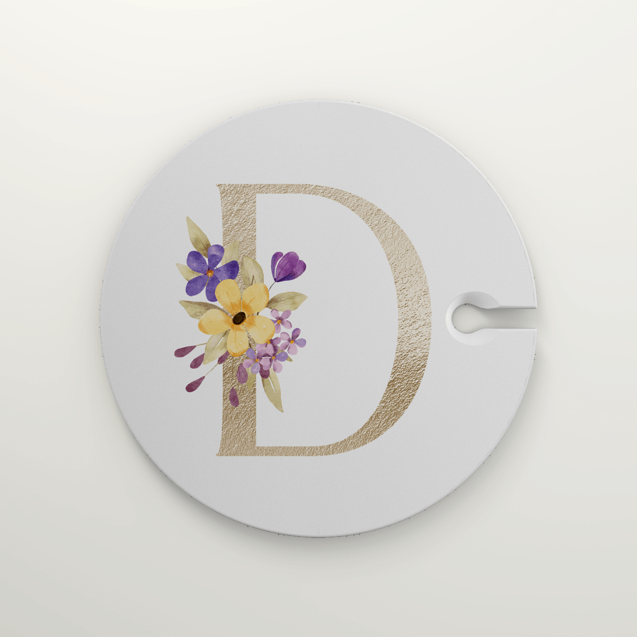 Custom Wedding Cocktail Hour Wine Holder & Appetizer Plate - Gold Floral Monogram