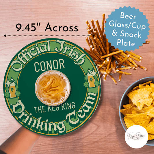 Official Irish Drinking Team Custom Beer Appetizer Plate, Beer Lover Irish Beer Can O-Plate, Beer Drinking BBQ Finger Food Pint Nickname Plate