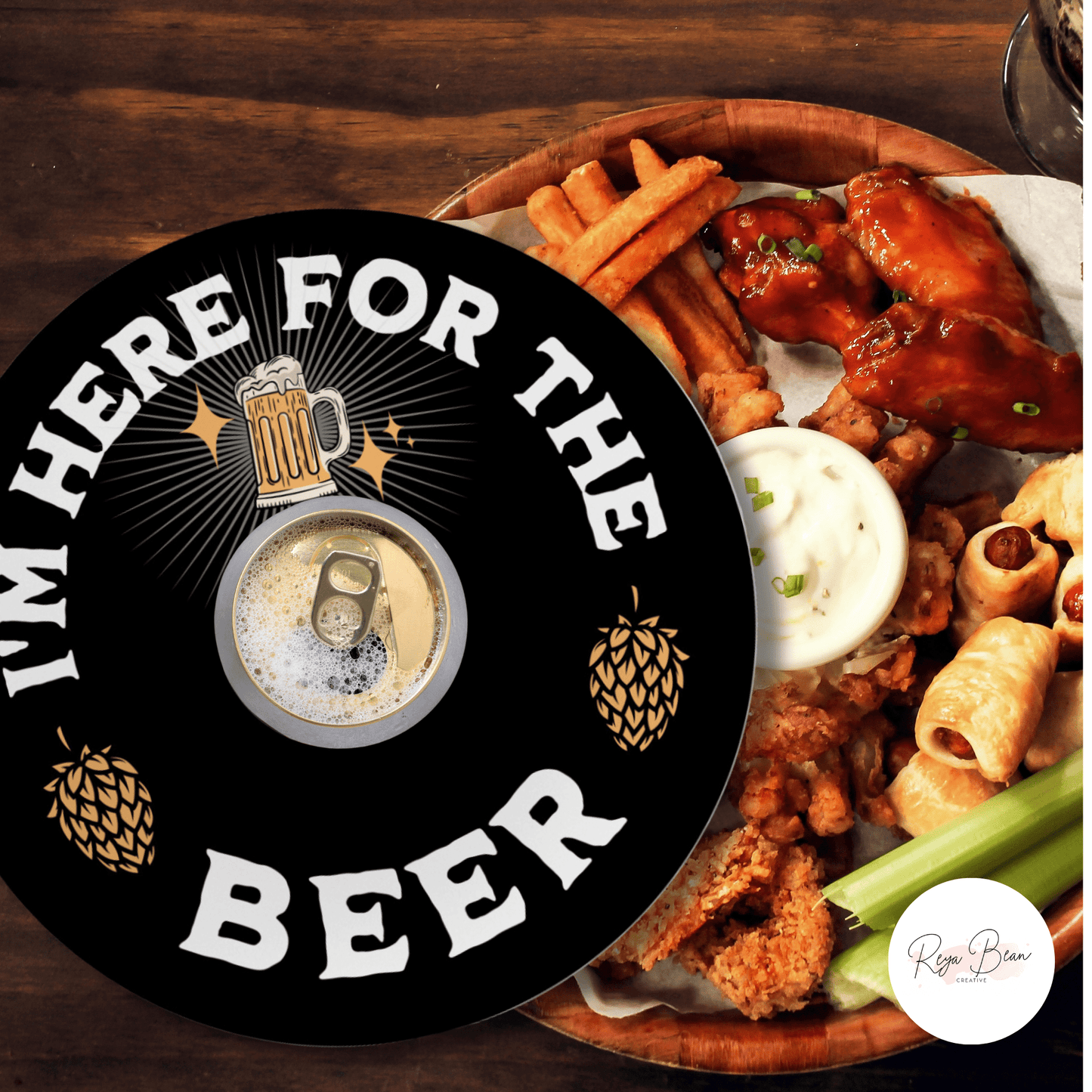 I'm Here for the Beer Appetizer Plate, Hops Beer Can Snack DecoWare O-Plate, Beer Drinking BBQ Food Pint Plate