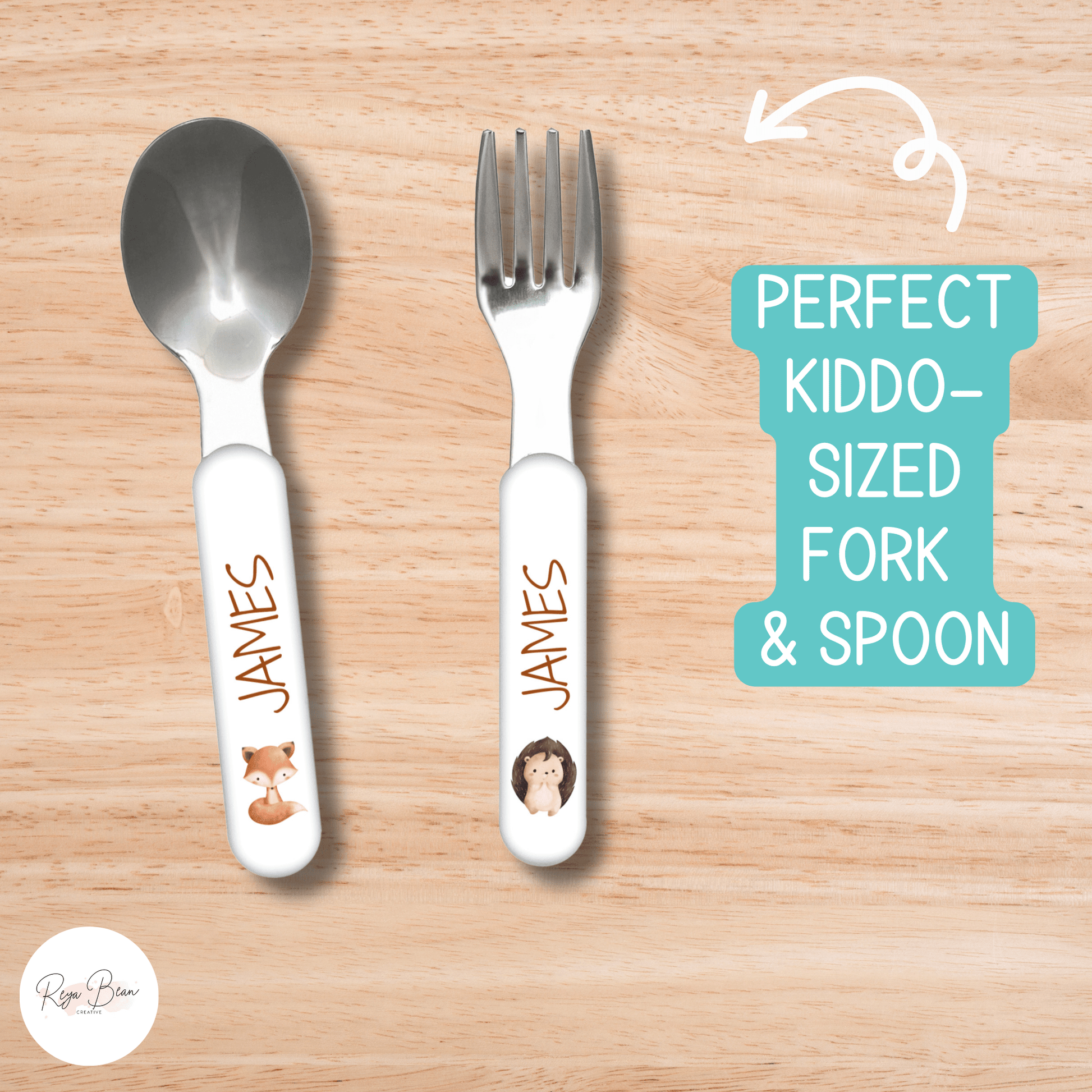 Custom Woodland Animals BPA-Free Kids Dinnerware Set - Plate Bowl Placemat Fork and Spoon