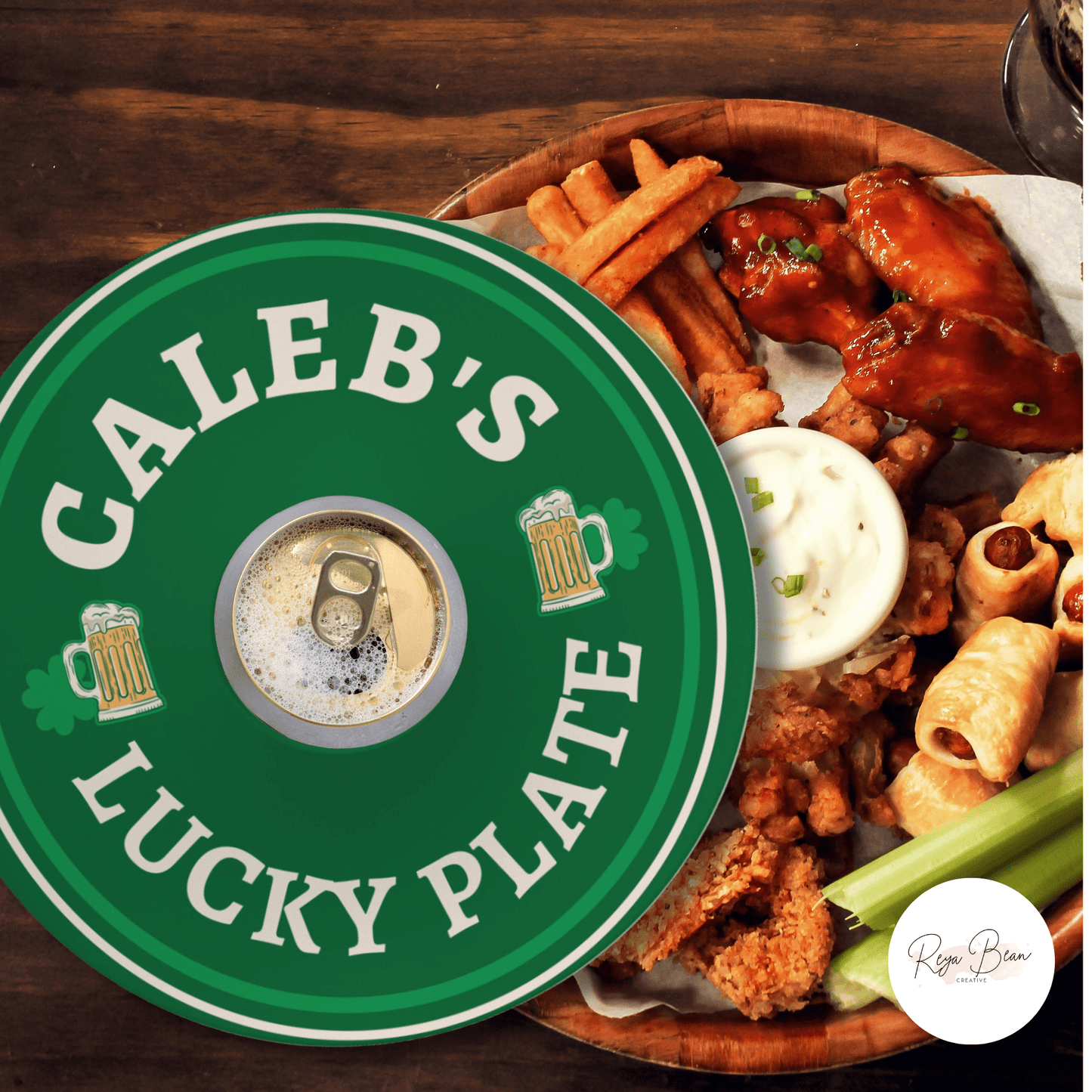 Custom St. Patrick's Day Beer Plate, Irish Lucky Plate Beer Cup Appetizer DecoWare Plate, Beer Drinking BBQ Snack Pint Plate O-Plate