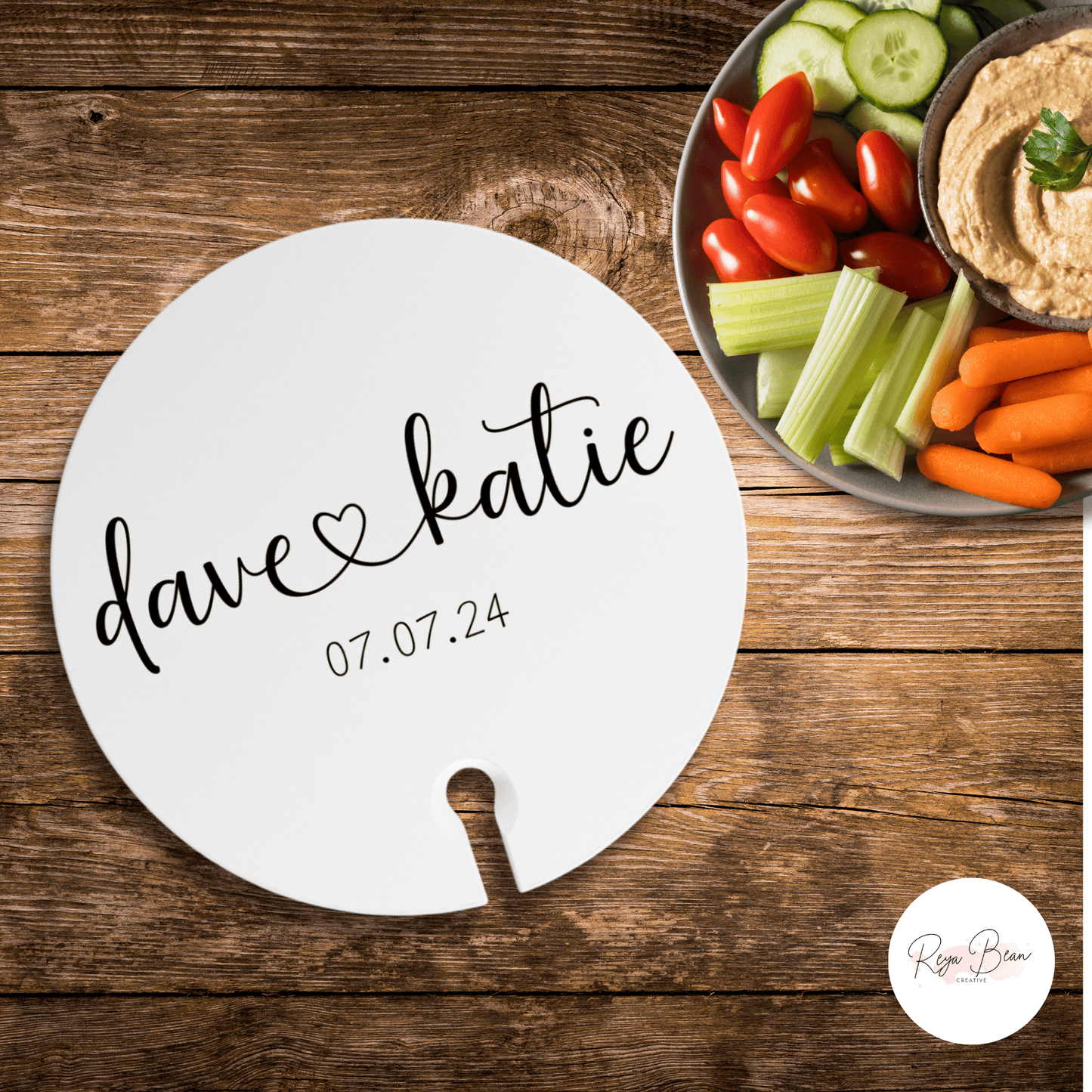 Minimalist Couple's Names Small Party Food and Wine Plate - Wedding Cocktail Hour C-Plate