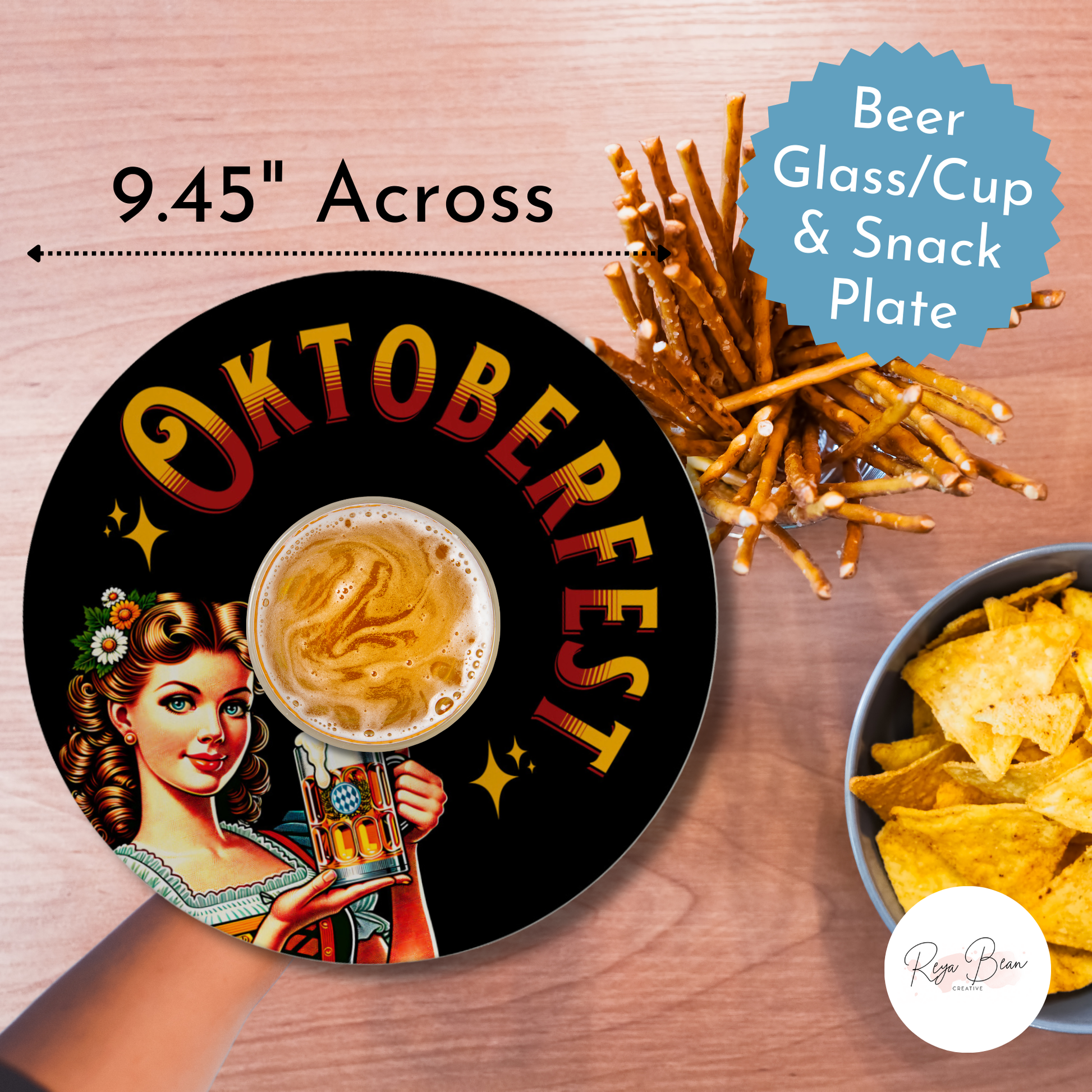 Oktoberfest Beer Appetizer Plate, Beer Lover Octoberfest Maiden German Beer Can O-Plate, Beer Drinking BBQ Finger Food Pint DecoWare Plate