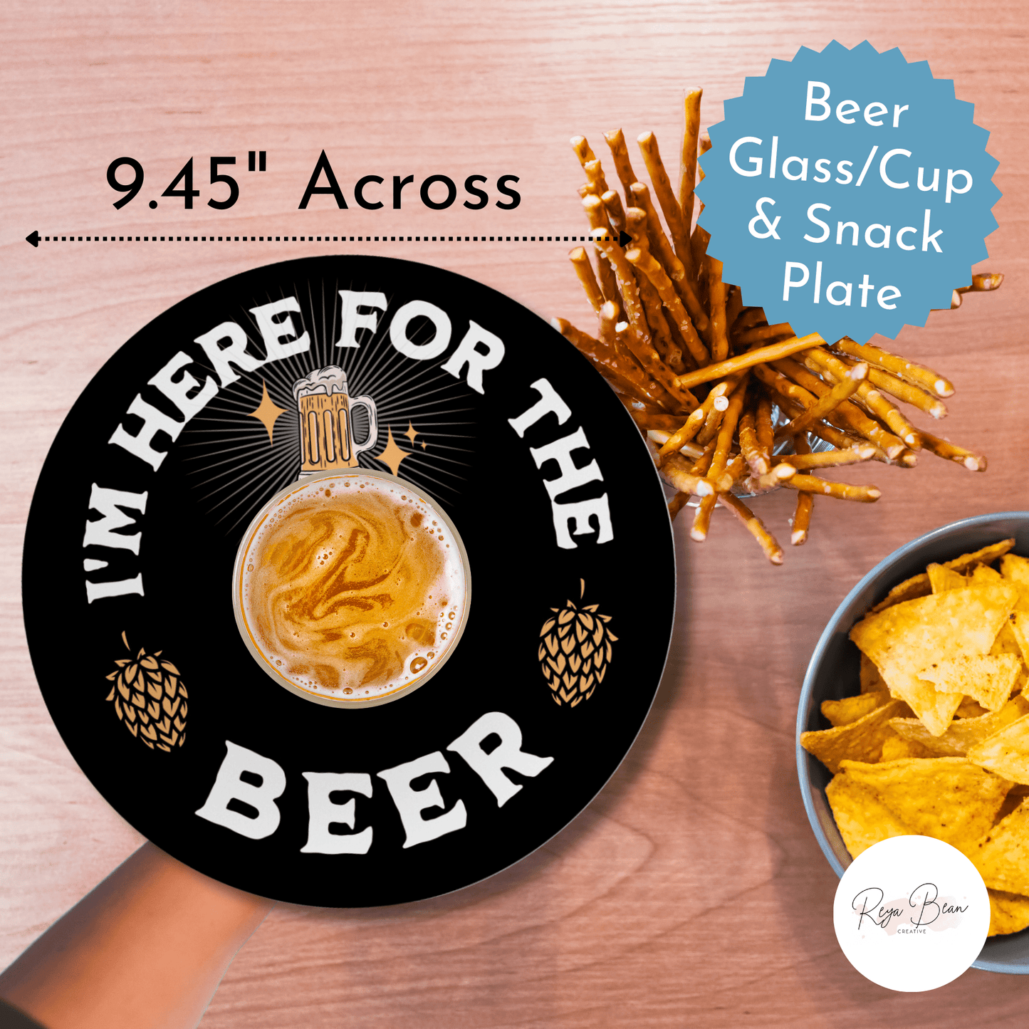 I'm Here for the Beer Appetizer Plate, Hops Beer Can Snack DecoWare O-Plate, Beer Drinking BBQ Food Pint Plate