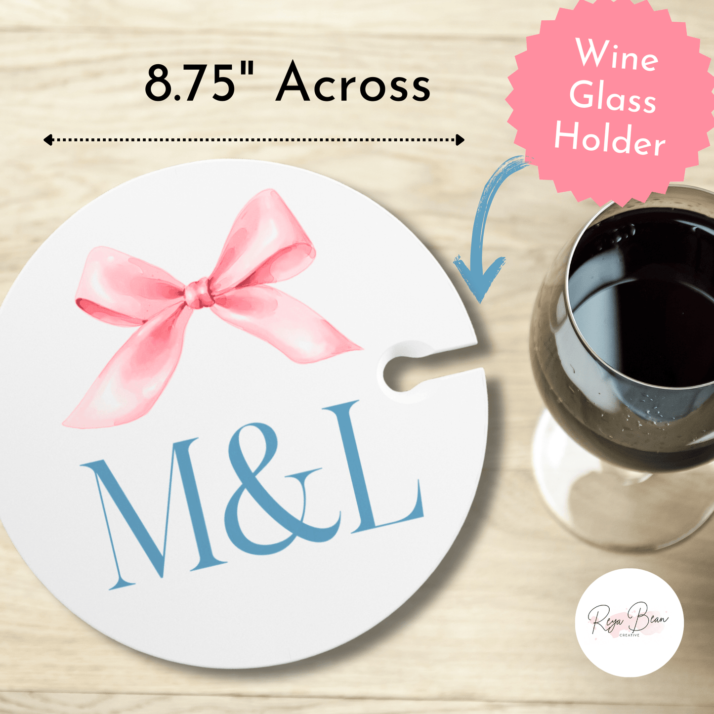 Wedding Cocktail Plate Custom Coquette Appetizer Wine Glass Holder One Hand Plate, Personalized Wedding Date Couple's Initials, Anniversary Gift Couple